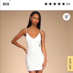 Lulu's White Sequin Cutout Bodycon Dress- WORN ONCE: Bach, Going out, Graduation